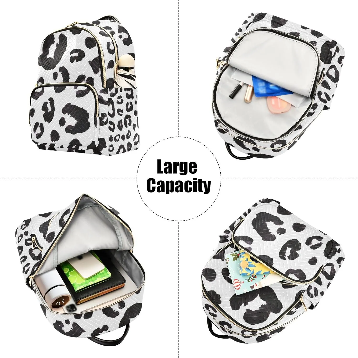 ALAZA Women Mini Backpack Purse Bag Lightweight Casual Daily Travel Backpack Leopard Print Cheetah Black White Back Pack Fashion Multipurpose Shoulder Bag,S