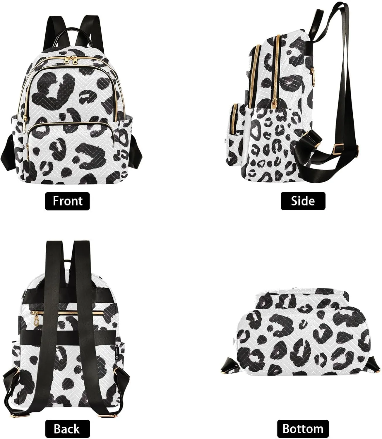 ALAZA Women Mini Backpack Purse Bag Lightweight Casual Daily Travel Backpack Leopard Print Cheetah Black White Back Pack Fashion Multipurpose Shoulder Bag,S