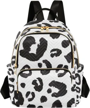ALAZA Women Mini Backpack Purse Bag Lightweight Casual Daily Travel Backpack Leopard Print Cheetah Black White Back Pack Fashion Multipurpose Shoulder Bag,S