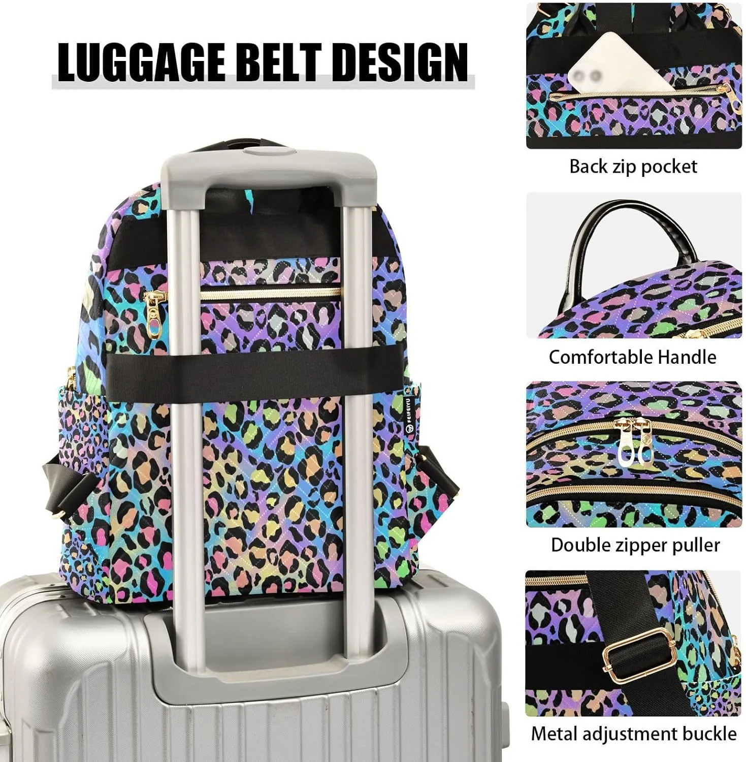 ALAZA Women Mini Backpack Purse Bag Lightweight Casual Daily Travel Backpack Leopard Print Puple Blue Cheetah Back Pack Fashion Multipurpose Shoulder Bag,S