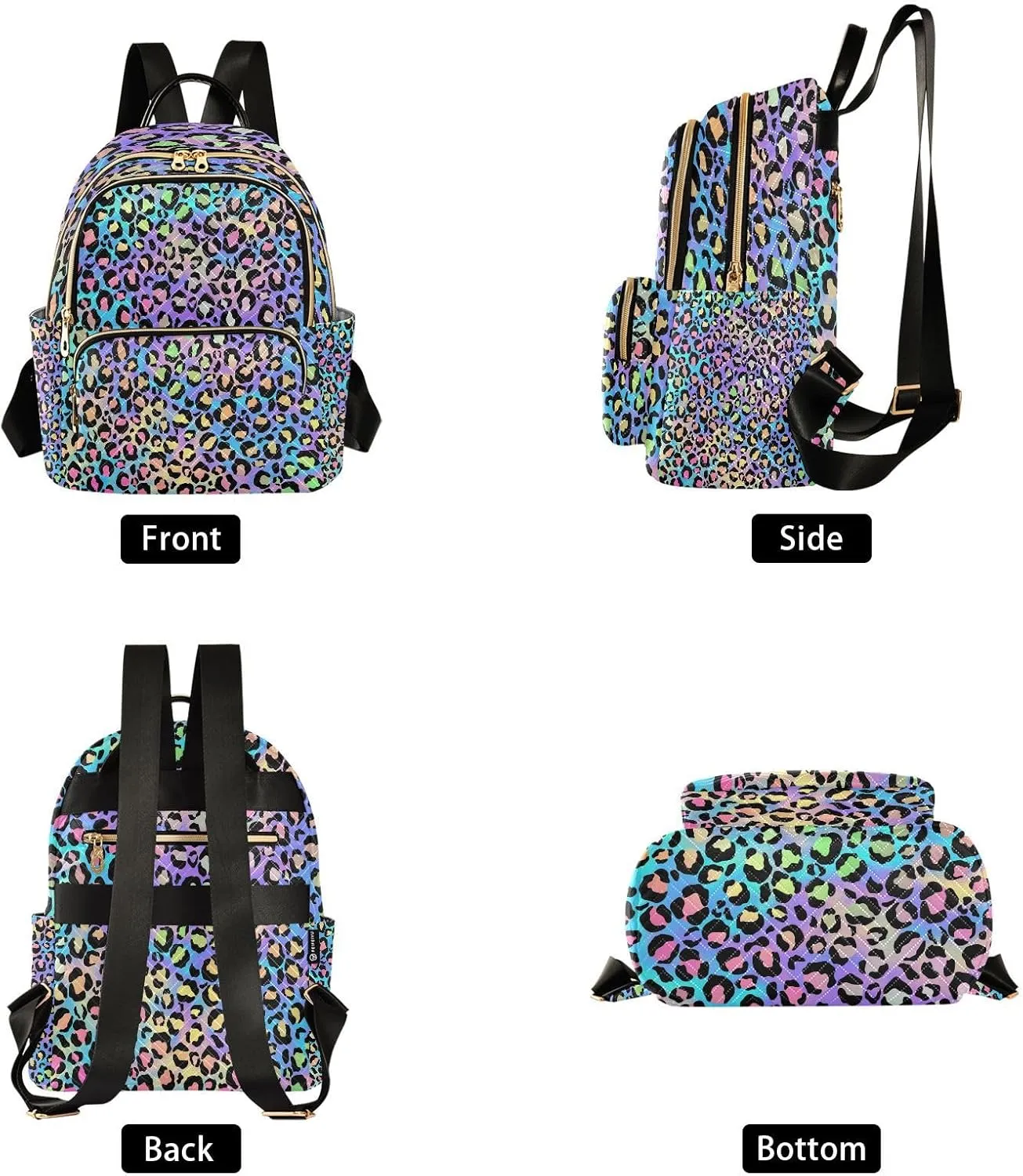 ALAZA Women Mini Backpack Purse Bag Lightweight Casual Daily Travel Backpack Leopard Print Puple Blue Cheetah Back Pack Fashion Multipurpose Shoulder Bag,S