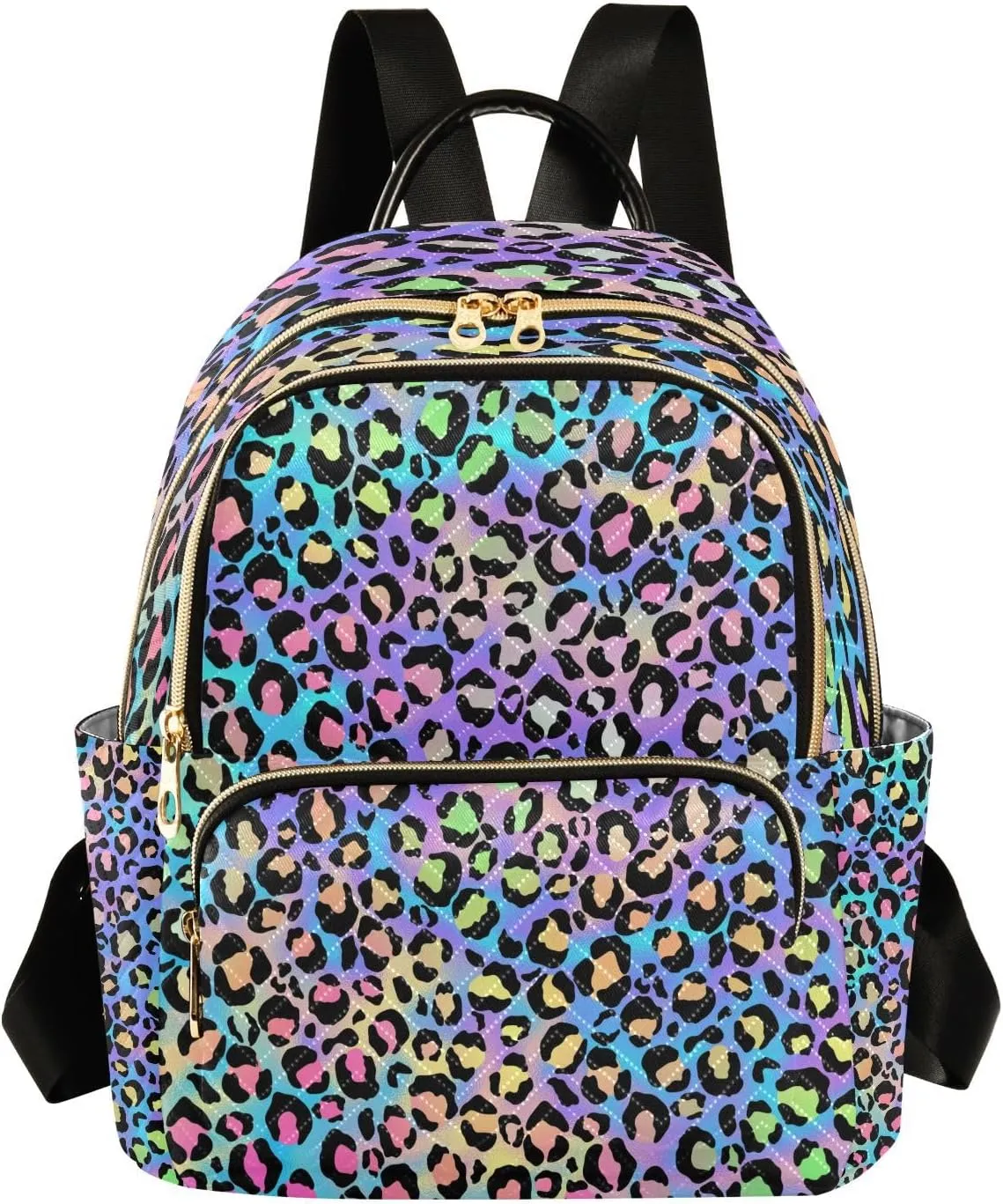 ALAZA Women Mini Backpack Purse Bag Lightweight Casual Daily Travel Backpack Leopard Print Puple Blue Cheetah Back Pack Fashion Multipurpose Shoulder Bag,S