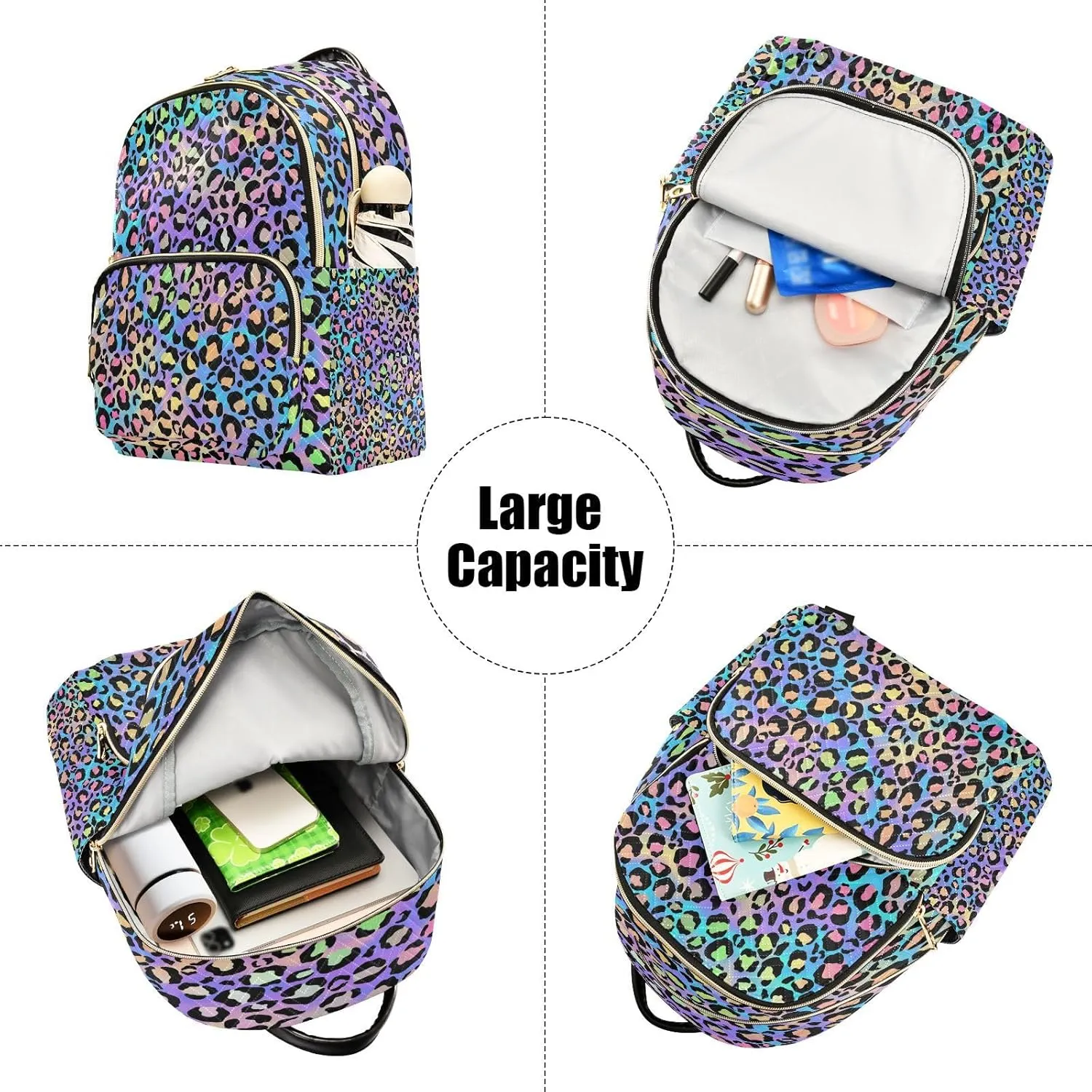 ALAZA Women Mini Backpack Purse Bag Lightweight Casual Daily Travel Backpack Leopard Print Puple Blue Cheetah Back Pack Fashion Multipurpose Shoulder Bag,S