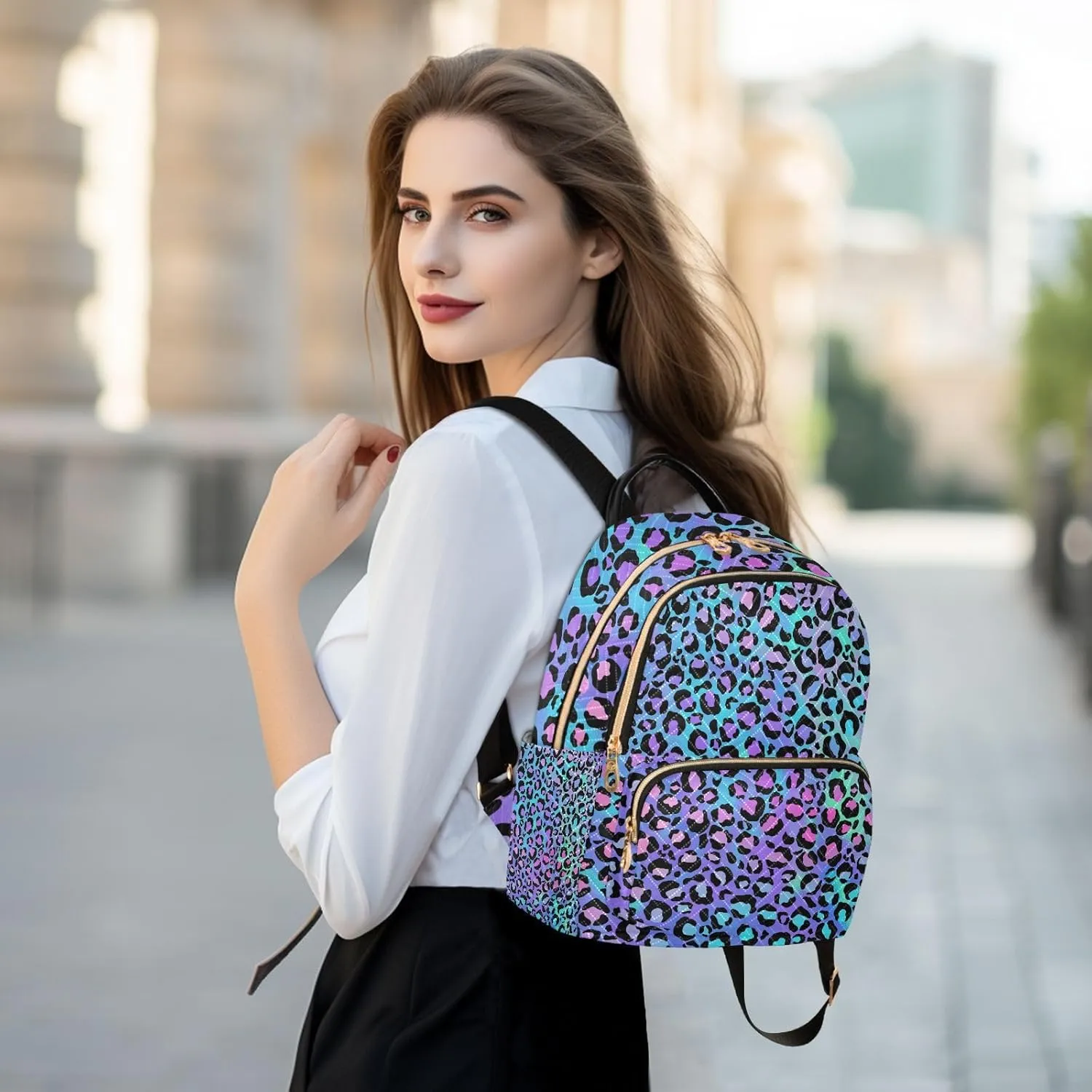 ALAZA Women Mini Backpack Purse Bag Lightweight Casual Daily Travel Backpack Leopard Spot on Gradient Background Back Pack Fashion Multipurpose Shoulder Bag,S