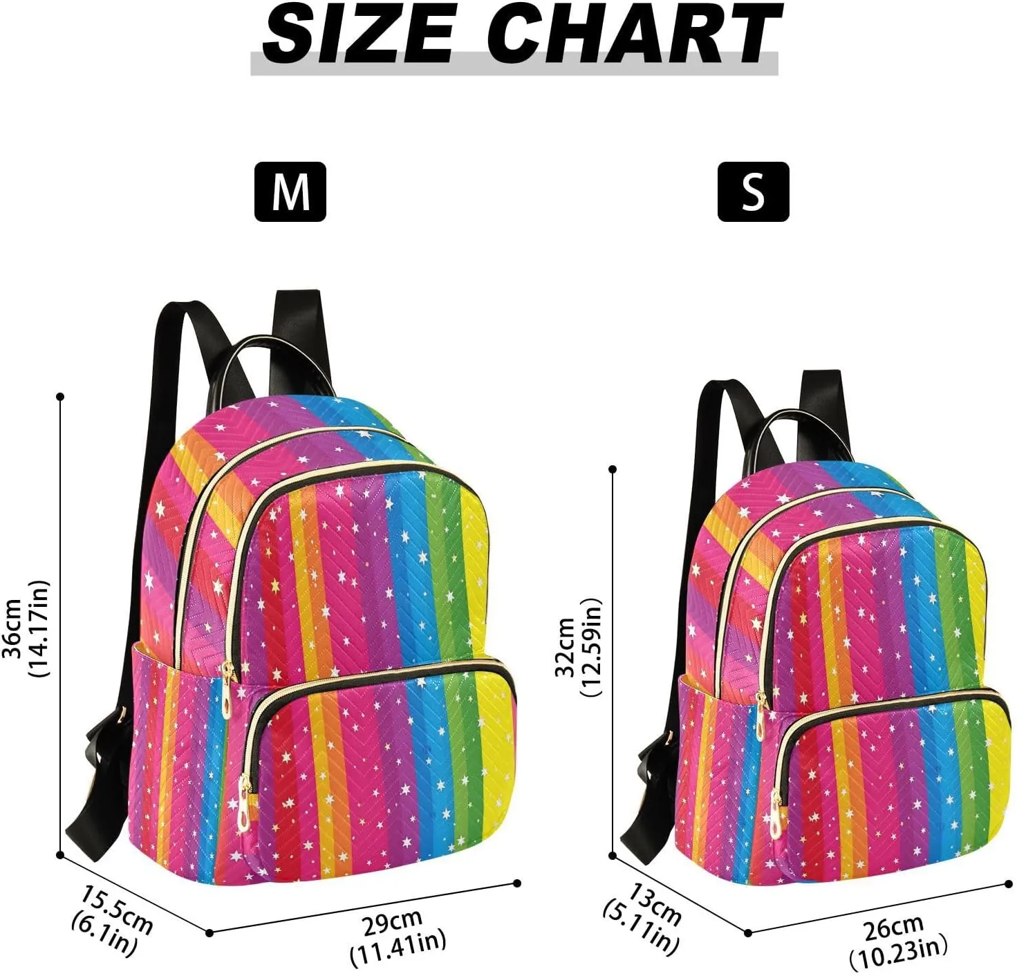 ALAZA Women Mini Backpack Purse Bag Lightweight Casual Daily Travel Backpack Rainbow Stripes and Star Back Pack Fashion Multipurpose Shoulder Bag,S