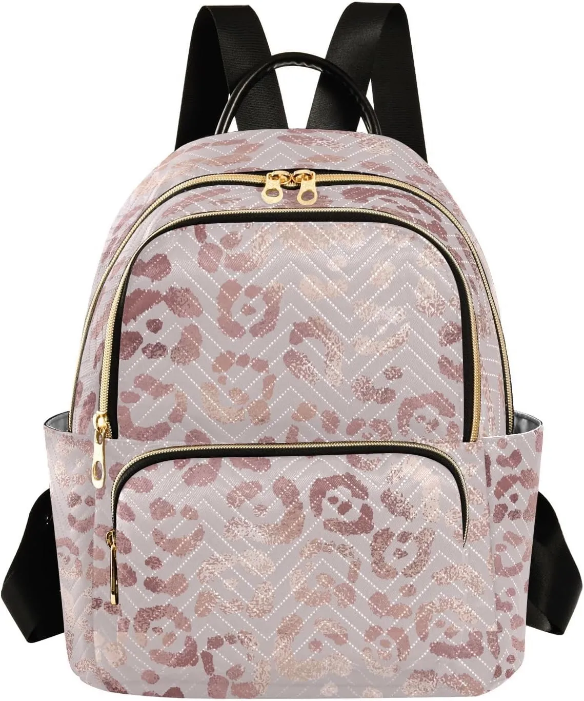 ALAZA Women Mini Backpack Purse Bag Lightweight Casual Daily Travel Backpack Rose Gold Leopard Pink Cheetah Print Back Pack Fashion Multipurpose Shoulder Bag,S