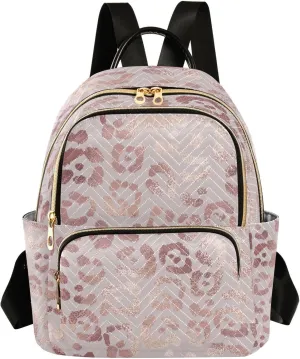 ALAZA Women Mini Backpack Purse Bag Lightweight Casual Daily Travel Backpack Rose Gold Leopard Pink Cheetah Print Back Pack Fashion Multipurpose Shoulder Bag,S