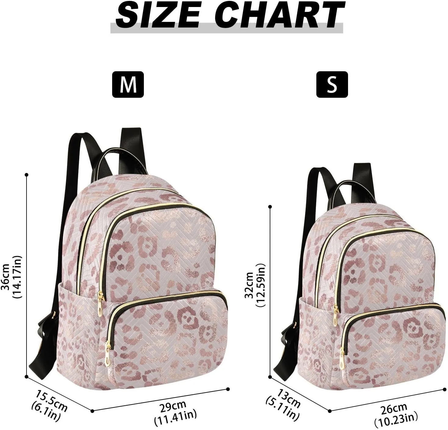 ALAZA Women Mini Backpack Purse Bag Lightweight Casual Daily Travel Backpack Rose Gold Leopard Pink Cheetah Print Back Pack Fashion Multipurpose Shoulder Bag,S