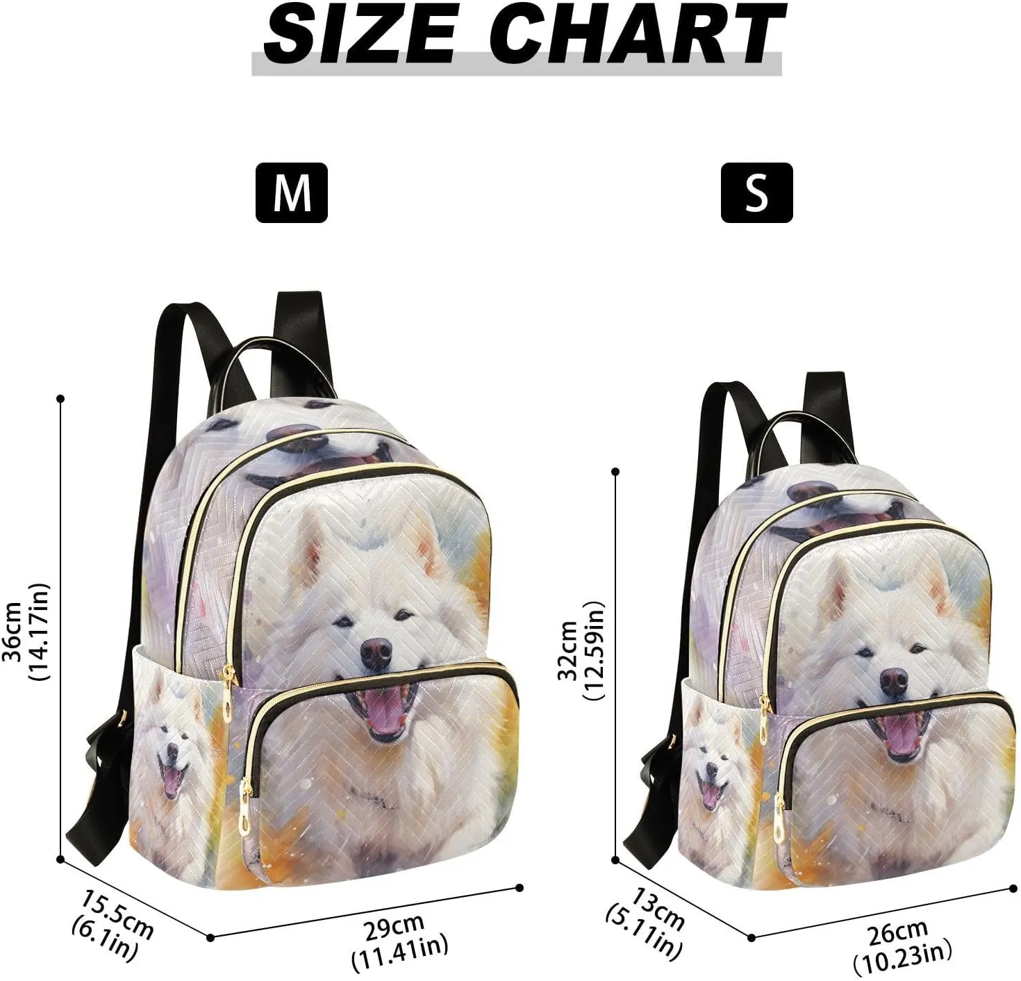 ALAZA Women Mini Backpack Purse Bag Lightweight Casual Daily Travel Backpack Watercolor American Eskimo Dog Back Pack Fashion Multipurpose Shoulder Bag,M