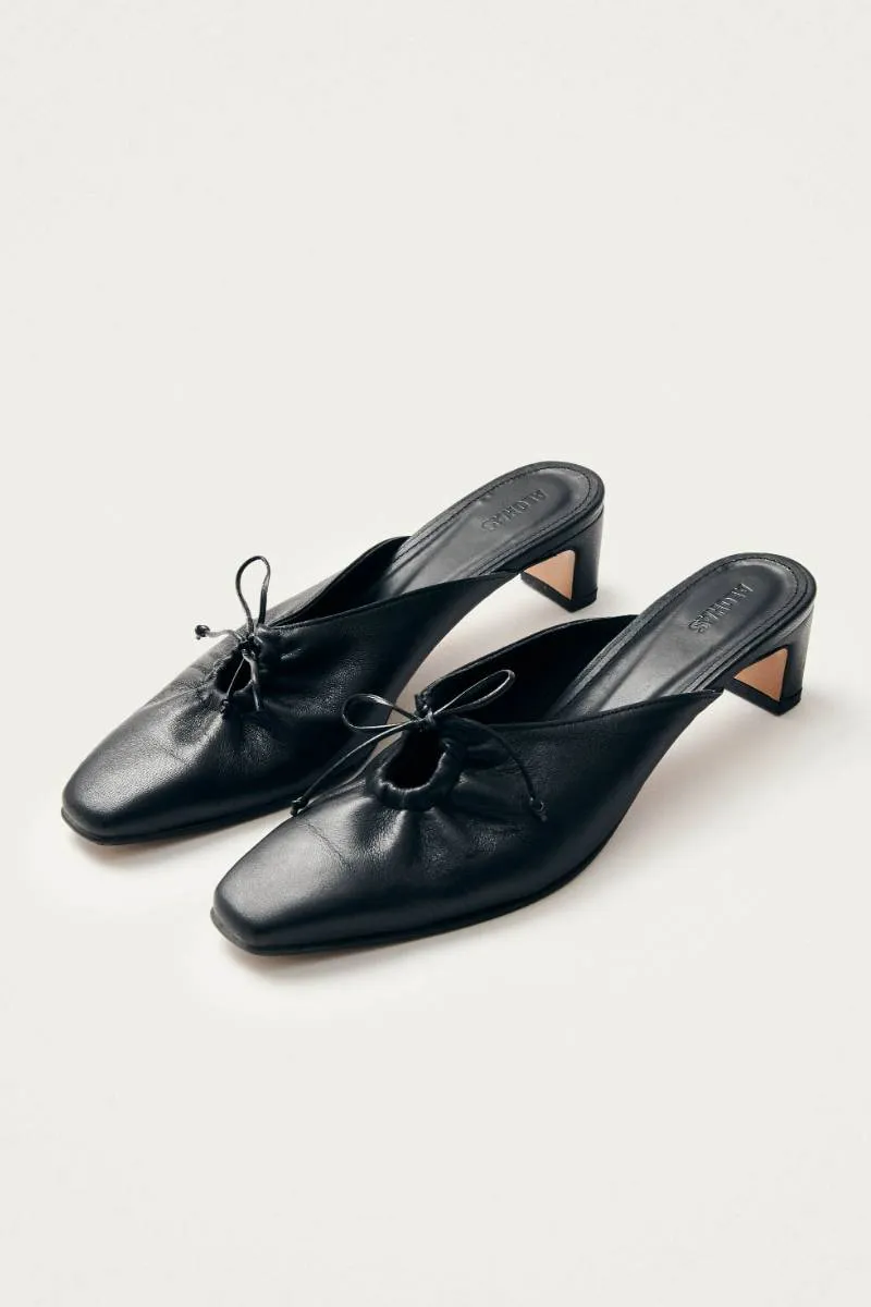 AMAR LEATHER MULES IN BLACK