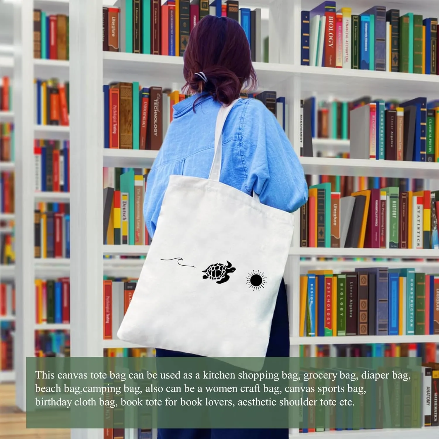 Andeiltech Canvas Tote Bag for Women, Aesthetic Travel Tote Bag Shoulder Reusable Grocery Bags Mom Birthday Gift