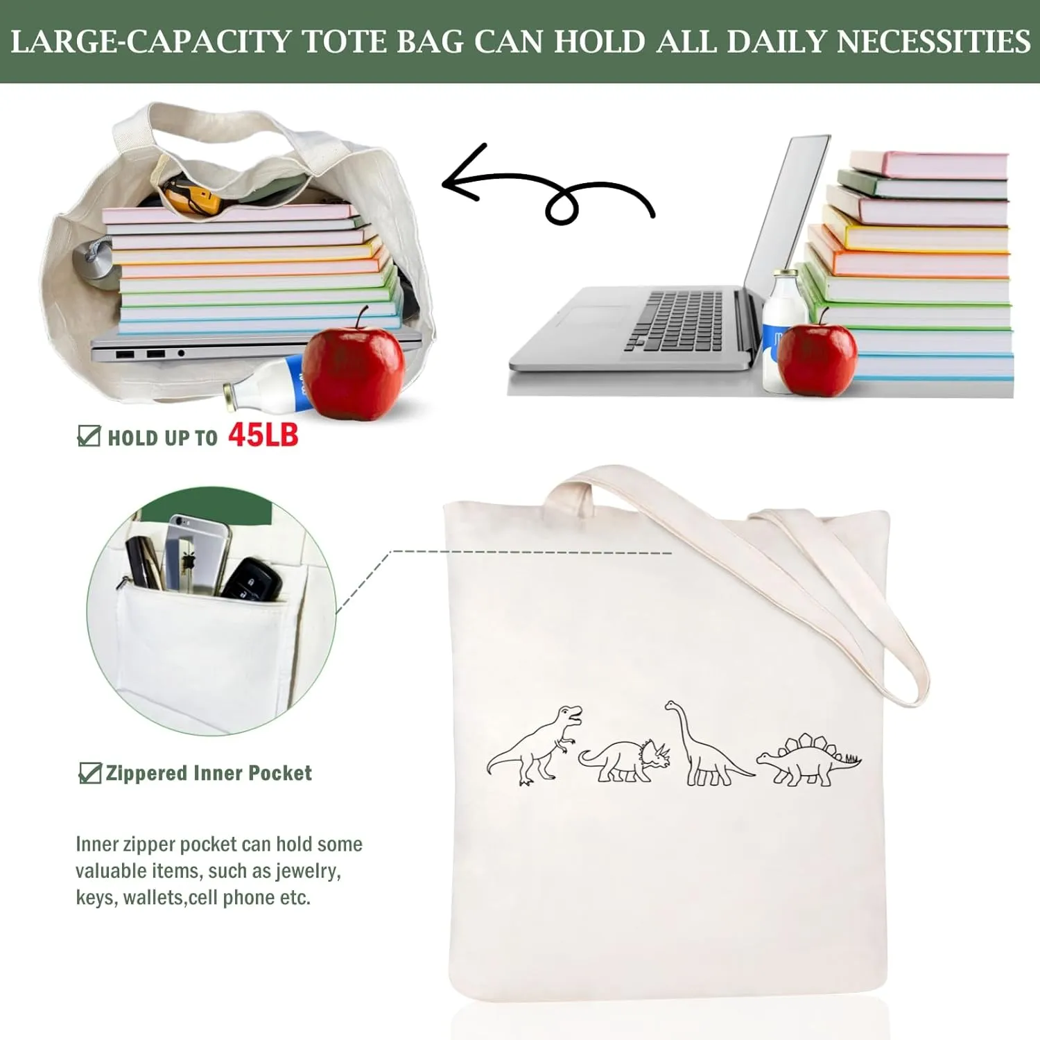 Andeiltech Canvas Tote Bag for Women, Aesthetic Travel Tote Bag Shoulder Reusable Grocery Bags Mom Birthday Gift