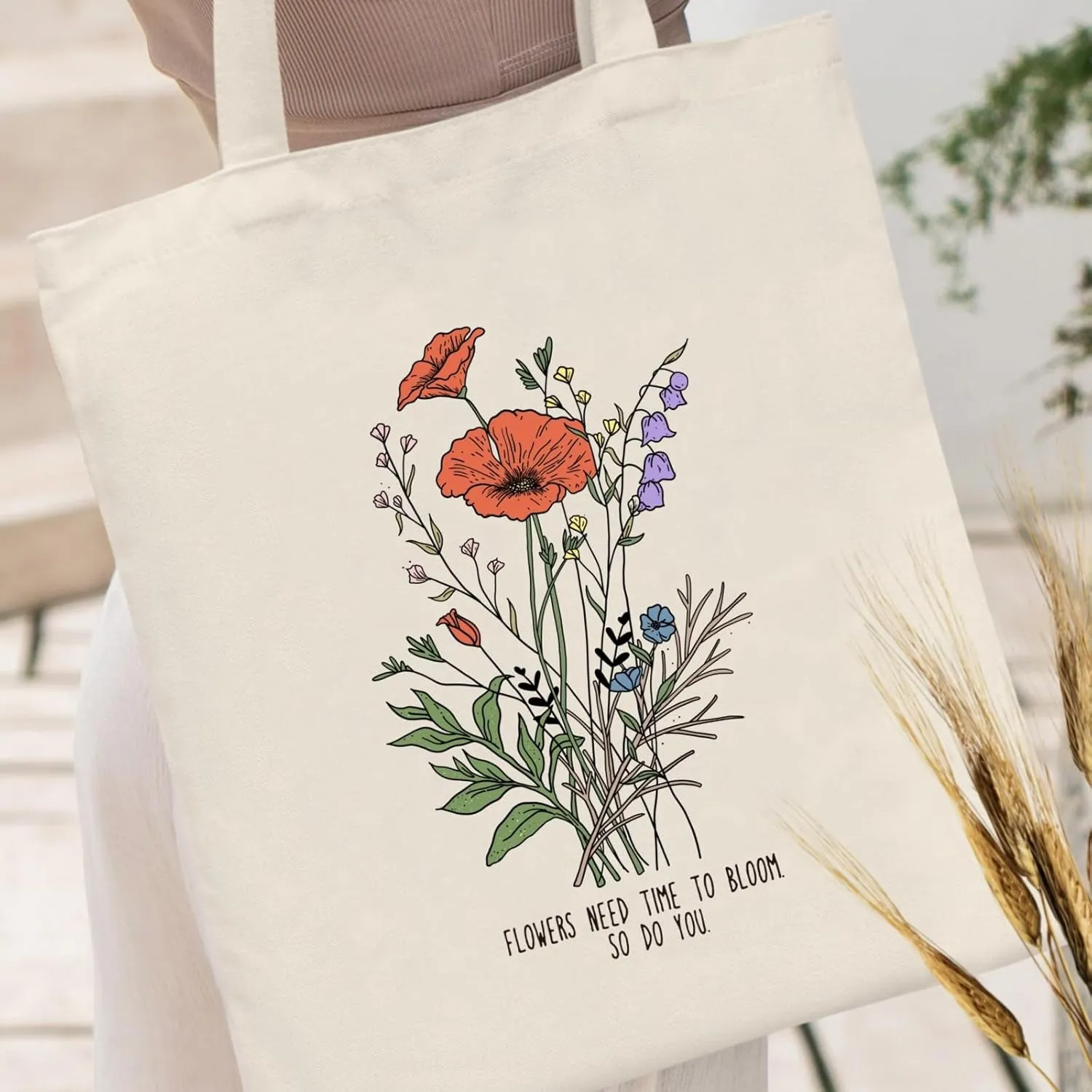 Andeiltech Canvas Tote Bag for Women, Aesthetic Travel Tote Bag Shoulder Reusable Grocery Bags Mom Birthday Gift