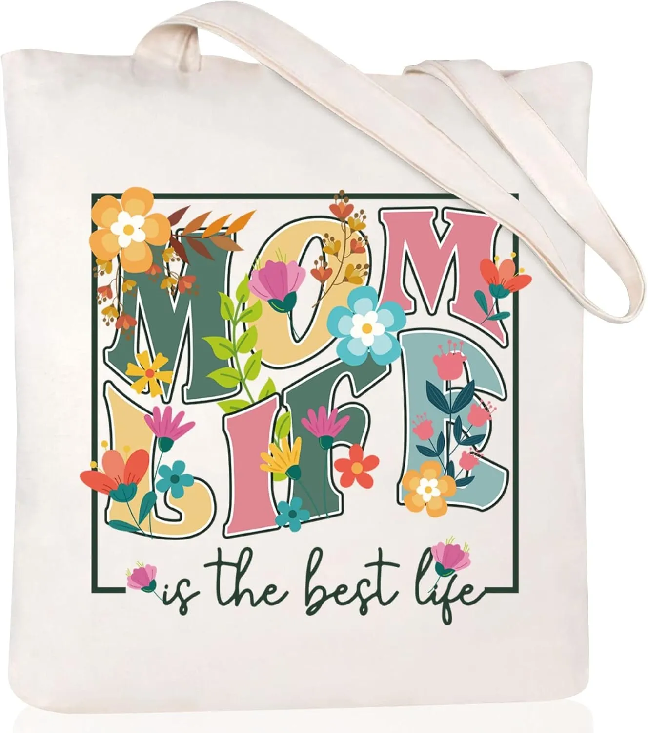 Andeiltech Canvas Tote Bag for Women, Aesthetic Travel Tote Bag Shoulder Reusable Grocery Bags Mom Birthday Gift