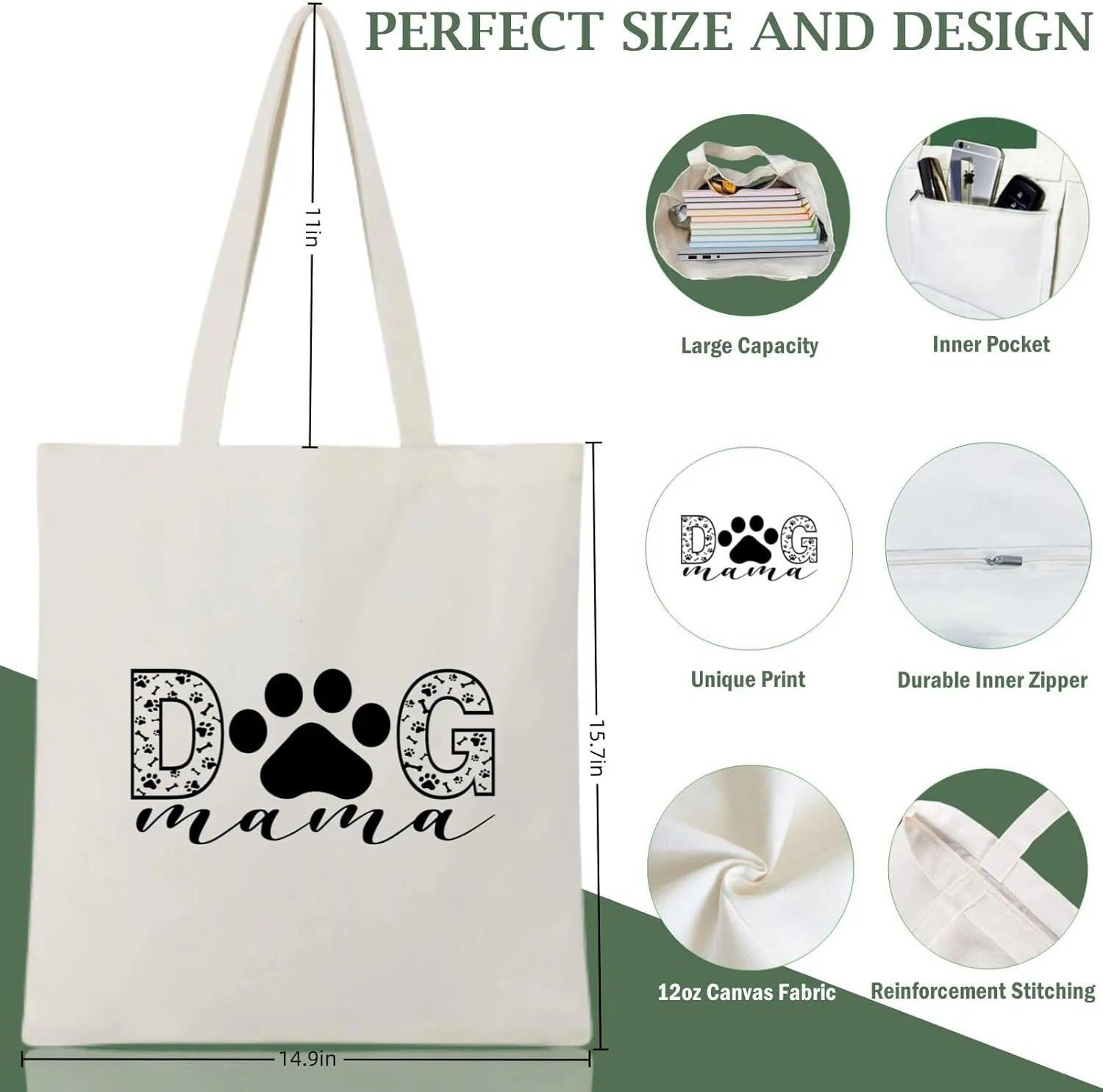 Andeiltech Canvas Tote Bag for Women, Aesthetic Travel Tote Bag Shoulder Reusable Grocery Bags Mom Birthday Gift
