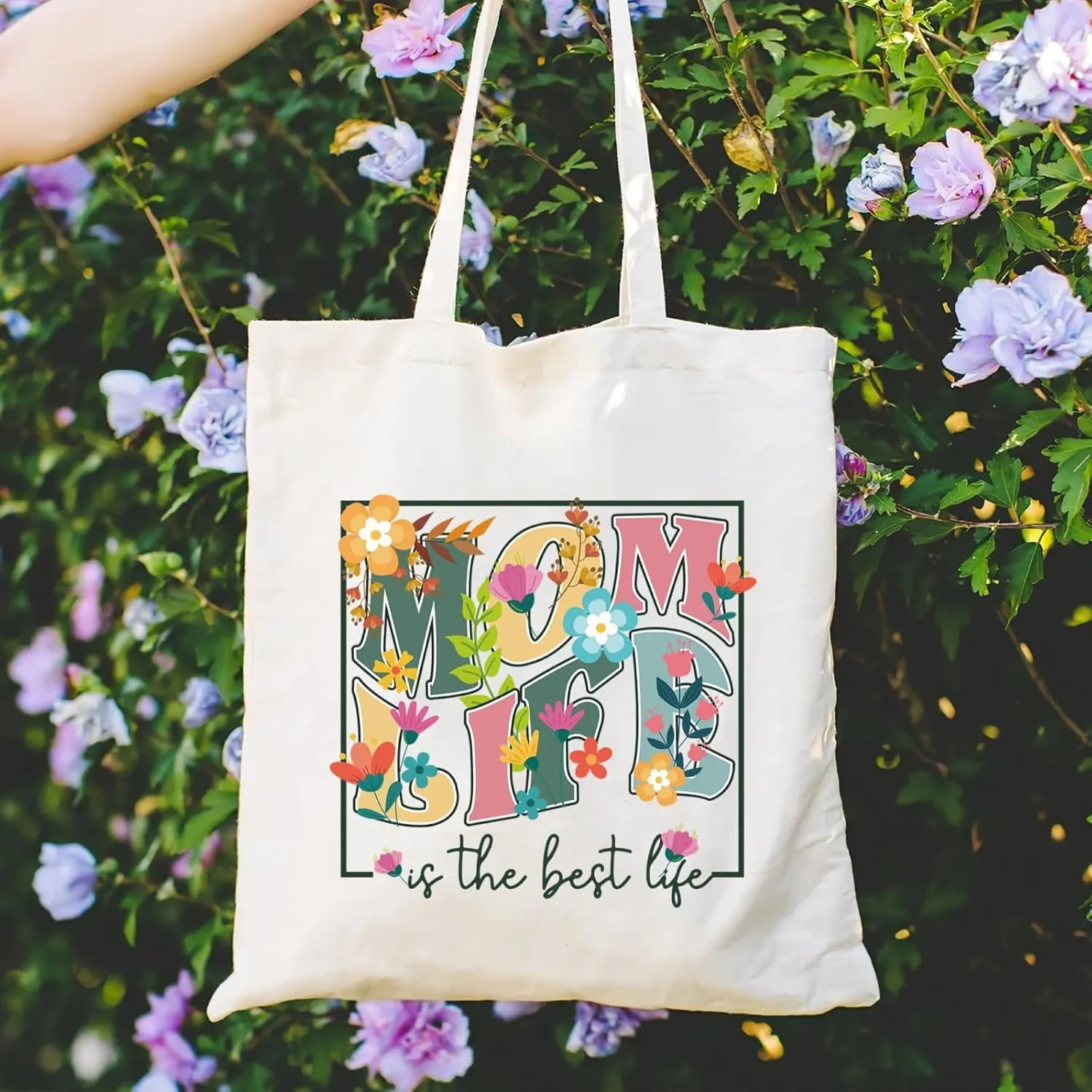 Andeiltech Canvas Tote Bag for Women, Aesthetic Travel Tote Bag Shoulder Reusable Grocery Bags Mom Birthday Gift