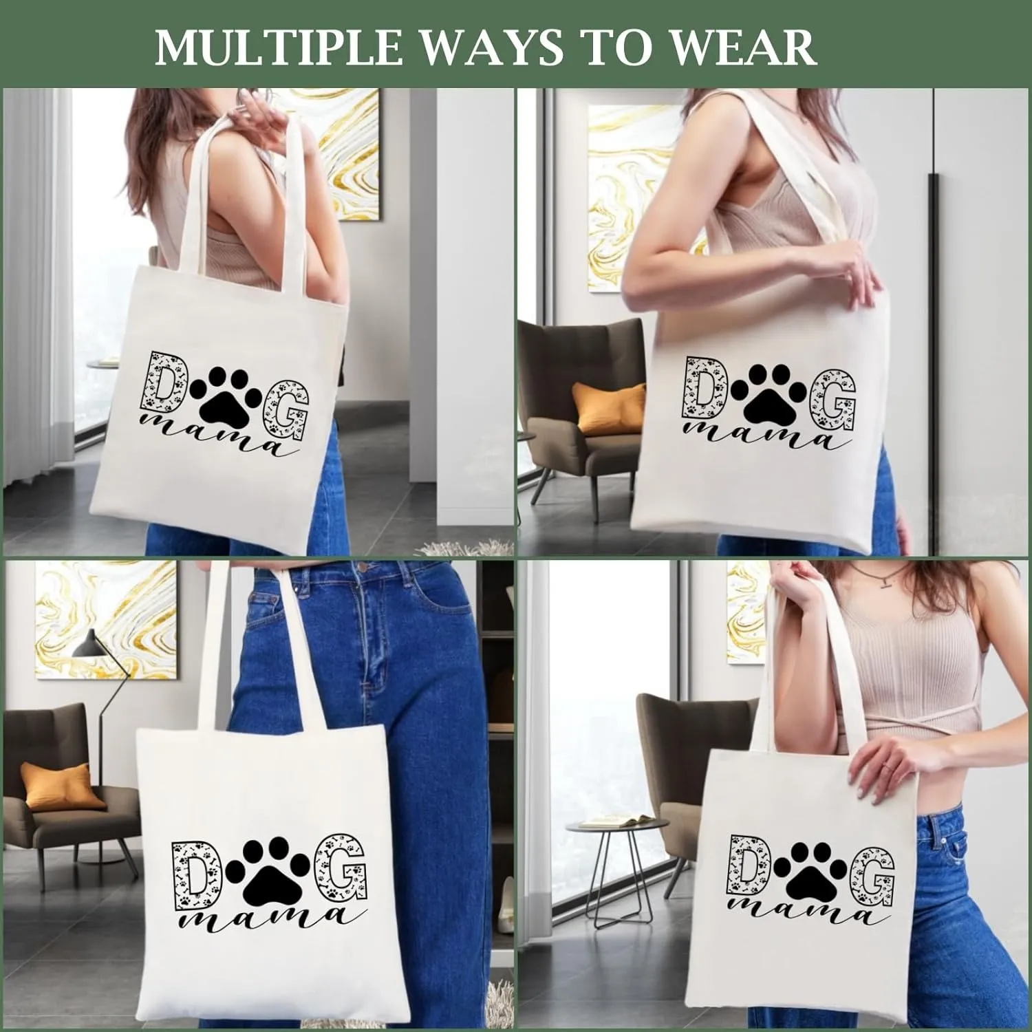 Andeiltech Canvas Tote Bag for Women, Aesthetic Travel Tote Bag Shoulder Reusable Grocery Bags Mom Birthday Gift