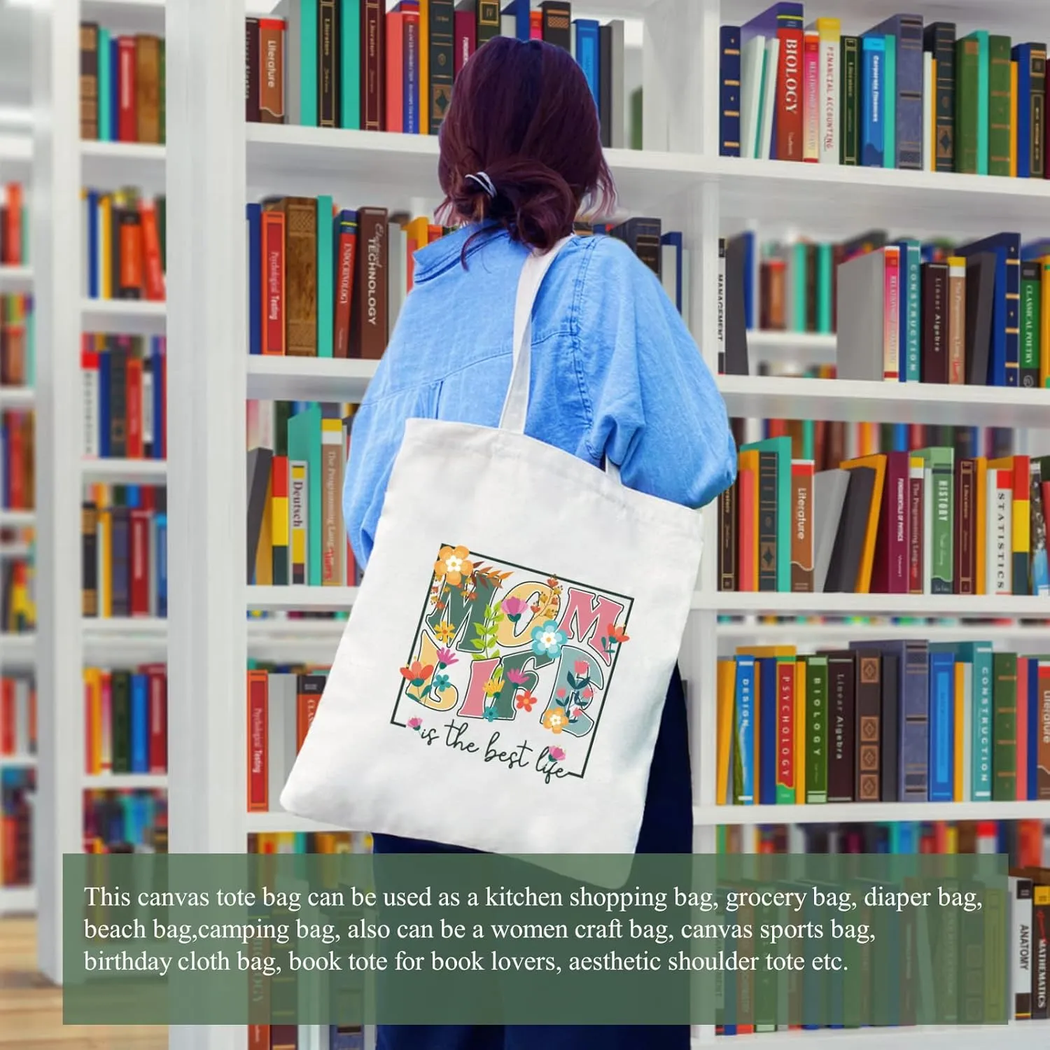 Andeiltech Canvas Tote Bag for Women, Aesthetic Travel Tote Bag Shoulder Reusable Grocery Bags Mom Birthday Gift