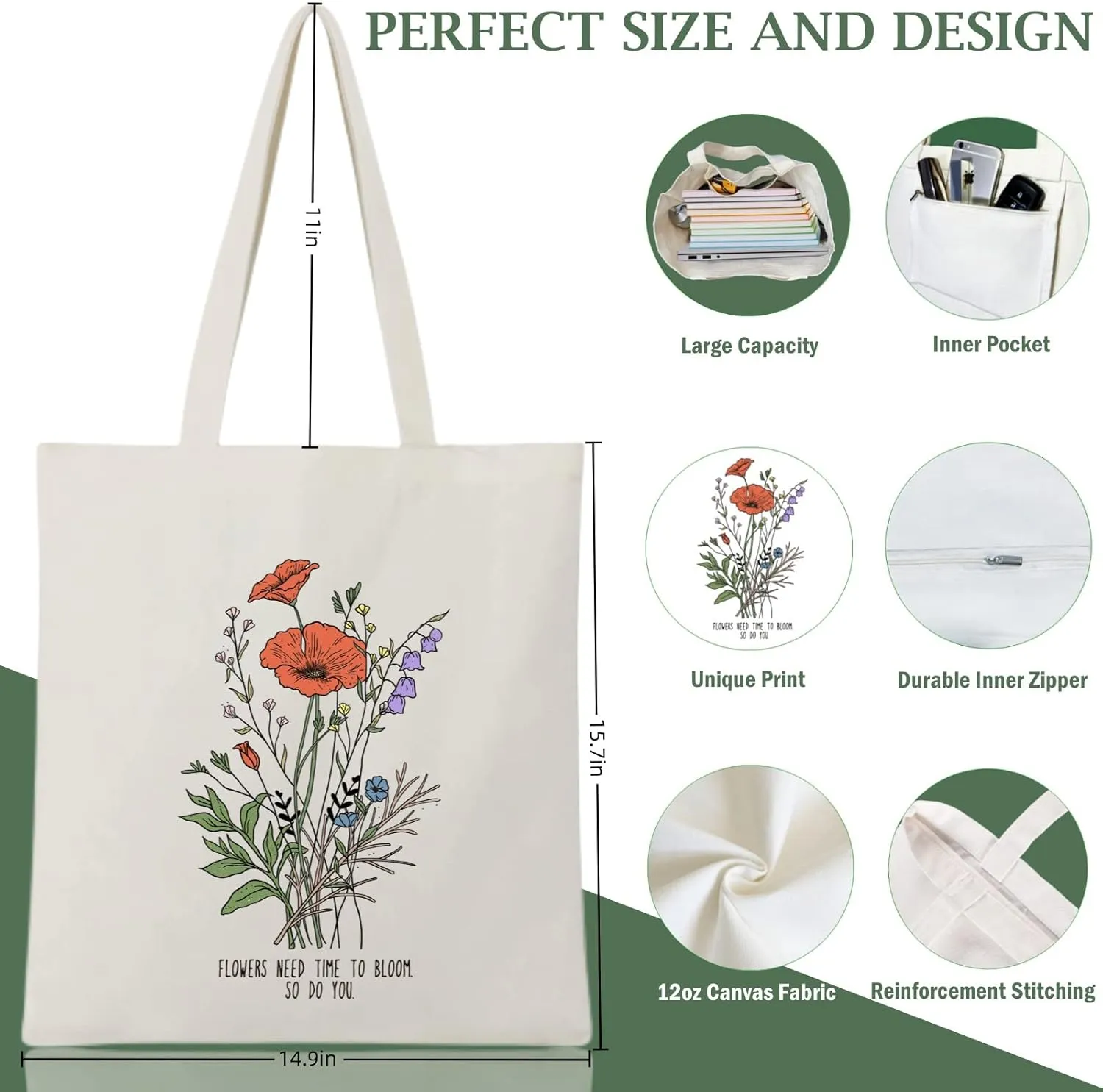 Andeiltech Canvas Tote Bag for Women, Aesthetic Travel Tote Bag Shoulder Reusable Grocery Bags Mom Birthday Gift