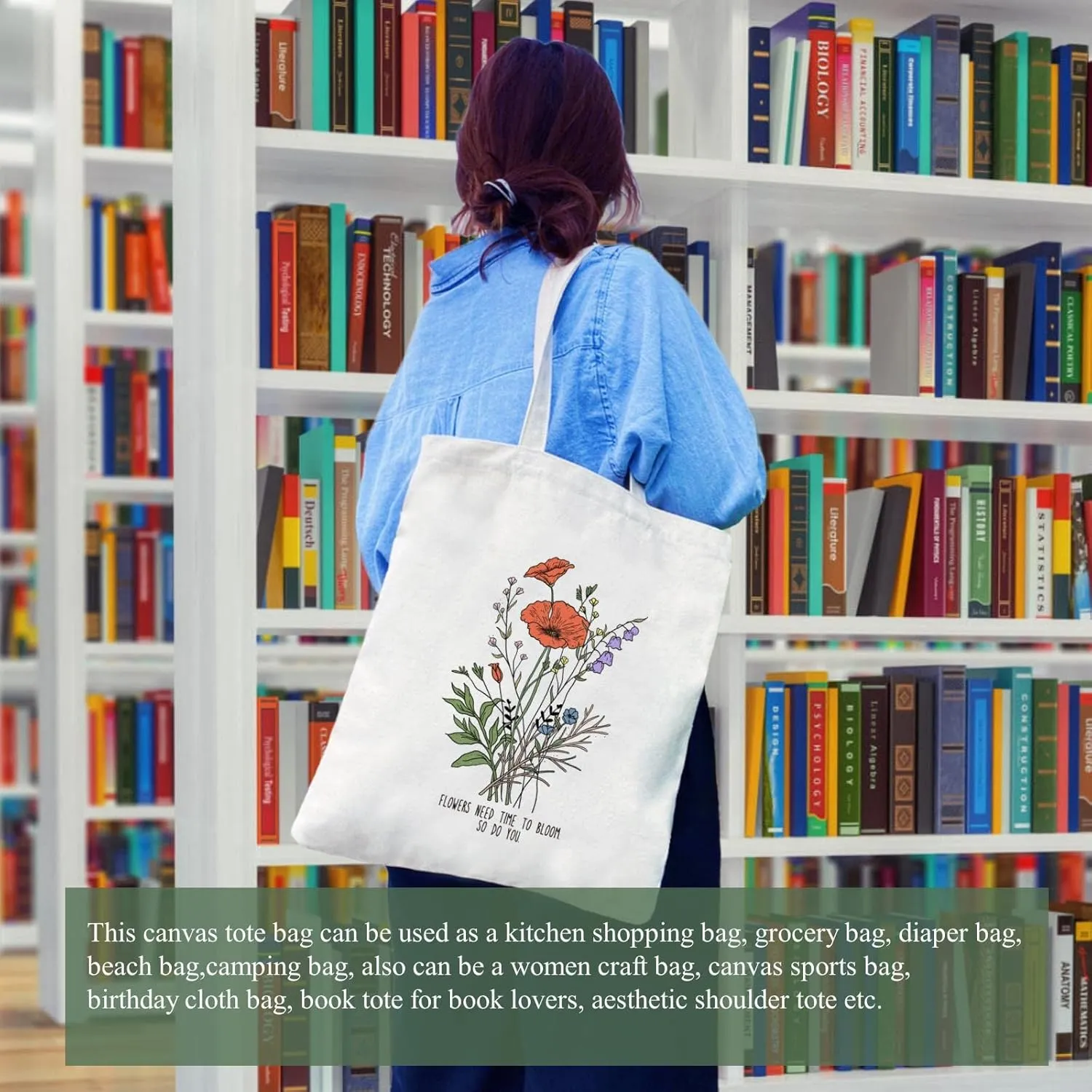 Andeiltech Canvas Tote Bag for Women, Aesthetic Travel Tote Bag Shoulder Reusable Grocery Bags Mom Birthday Gift
