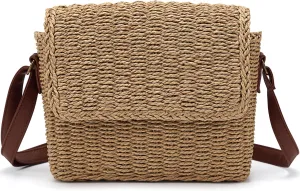 Ayieyill Straw Clutch Bags for Women Shoulder Bag Crossbody Bag Summer Beach Straw Bag Hand-Woven