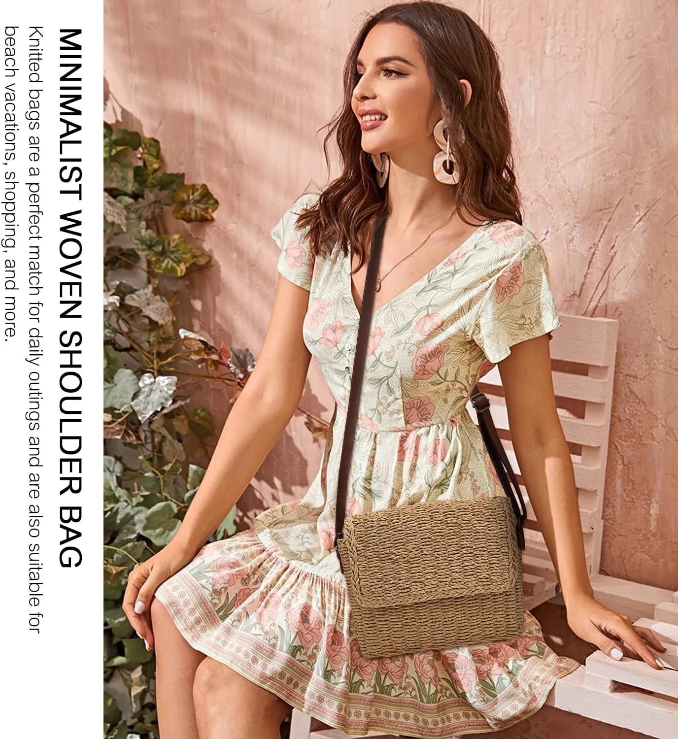 Ayieyill Straw Clutch Bags for Women Shoulder Bag Crossbody Bag Summer Beach Straw Bag Hand-Woven
