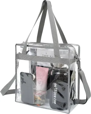 BAGAIL Clear Bags Stadium Approved Clear Tote Bag with Zipper Closure Crossbody Messenger Shoulder Bag with Adjustable Strap