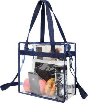 BAGAIL Clear Bags Stadium Approved Clear Tote Bag with Zipper Closure Crossbody Messenger Shoulder Bag with Adjustable Strap