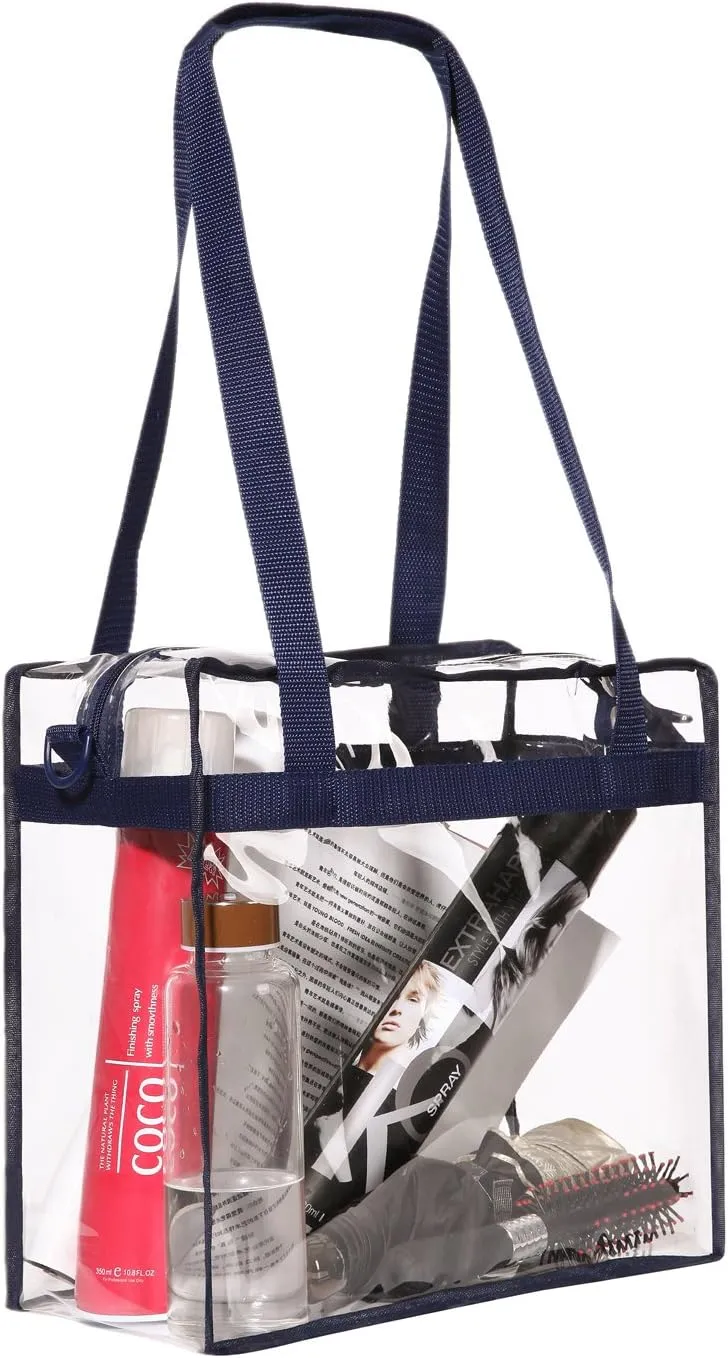 BAGAIL Clear Bags Stadium Approved Clear Tote Bag with Zipper Closure Crossbody Messenger Shoulder Bag with Adjustable Strap