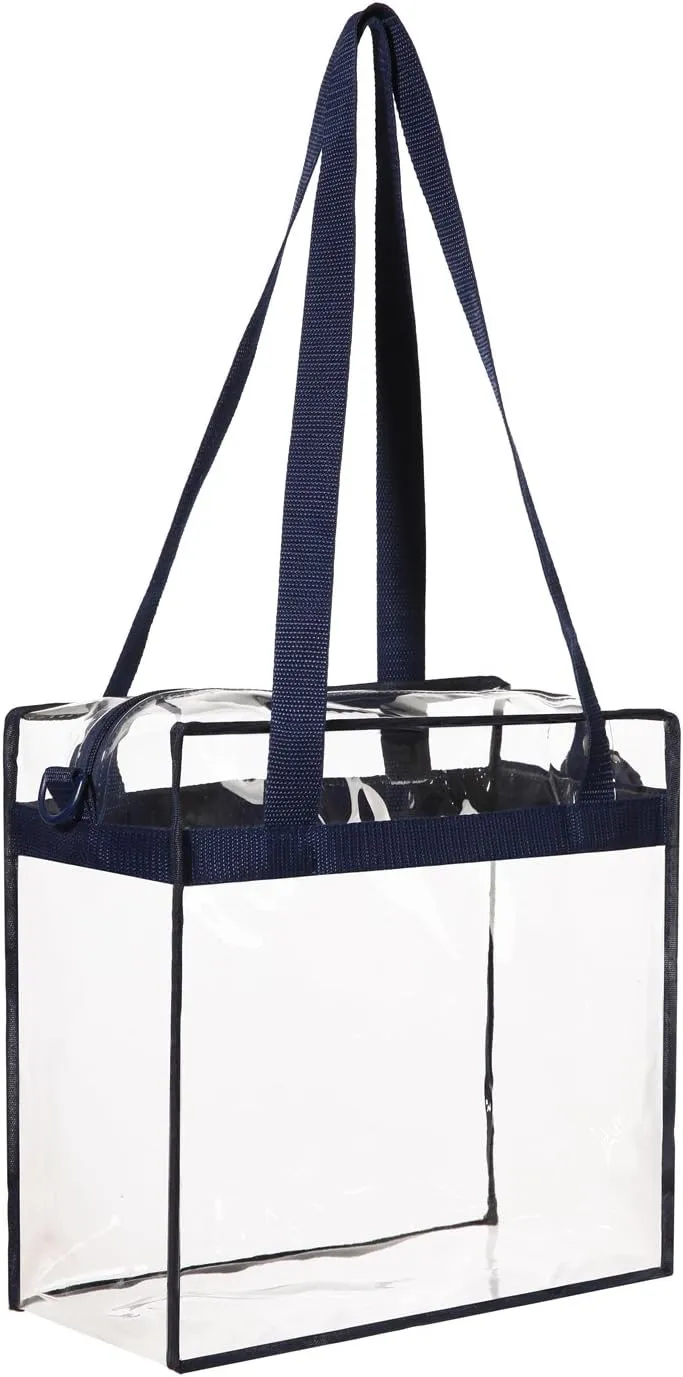 BAGAIL Clear Bags Stadium Approved Clear Tote Bag with Zipper Closure Crossbody Messenger Shoulder Bag with Adjustable Strap