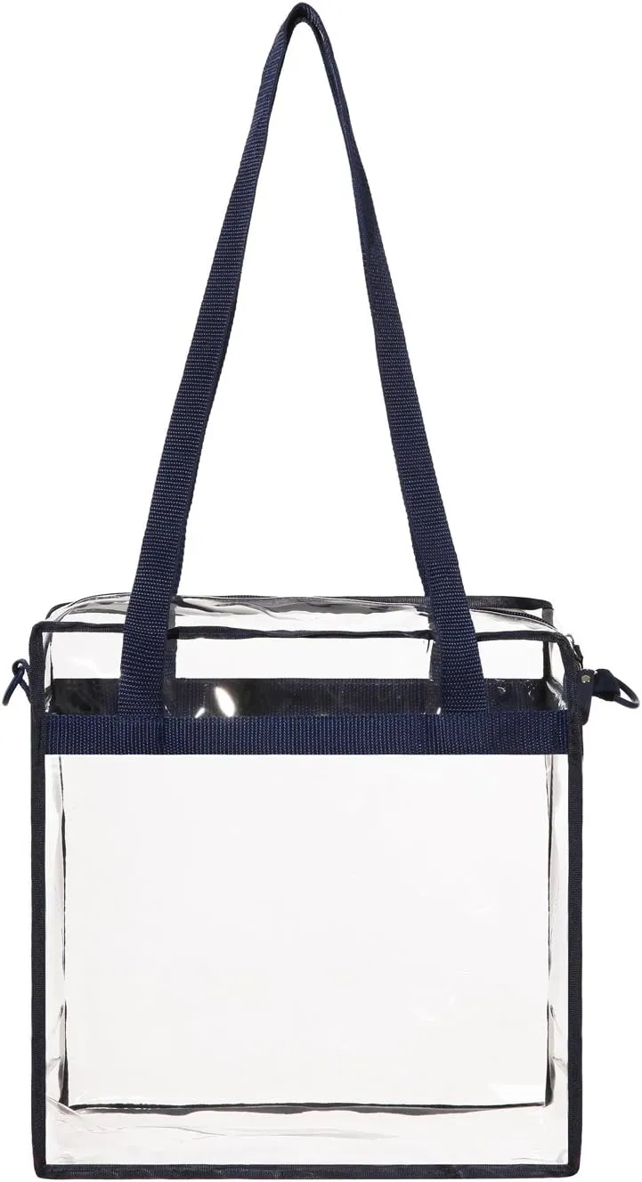 BAGAIL Clear Bags Stadium Approved Clear Tote Bag with Zipper Closure Crossbody Messenger Shoulder Bag with Adjustable Strap