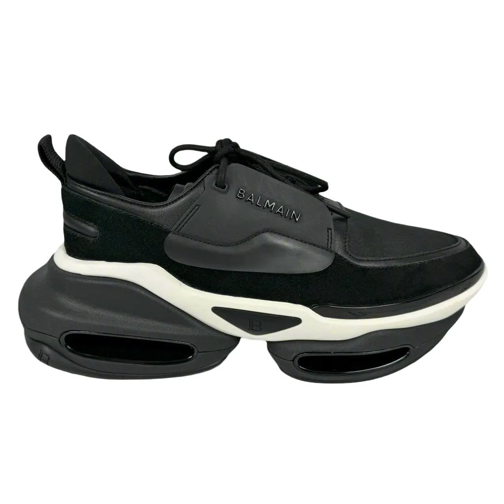 Balmain Mens Black Low Top Lace Leather Sneakers