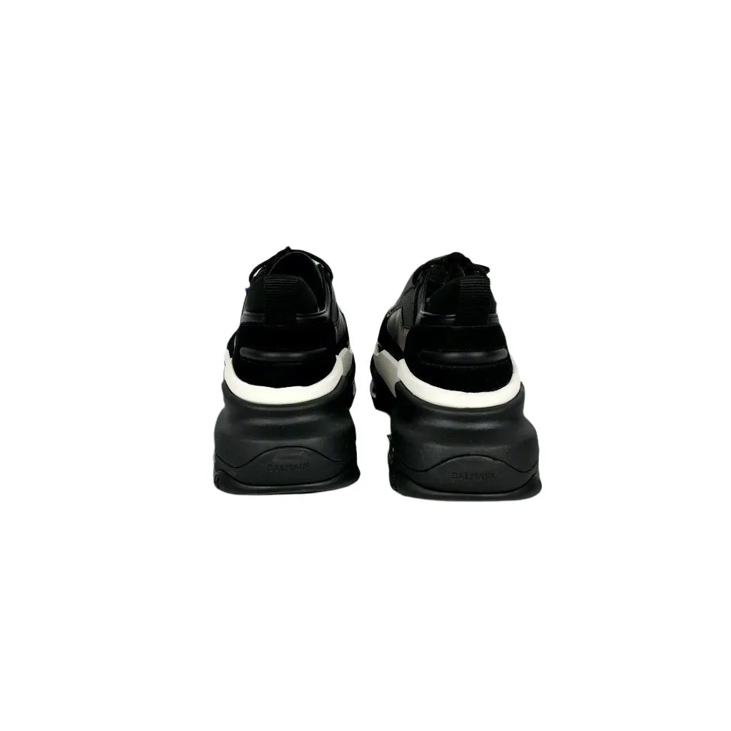 Balmain Mens Black Low Top Lace Leather Sneakers