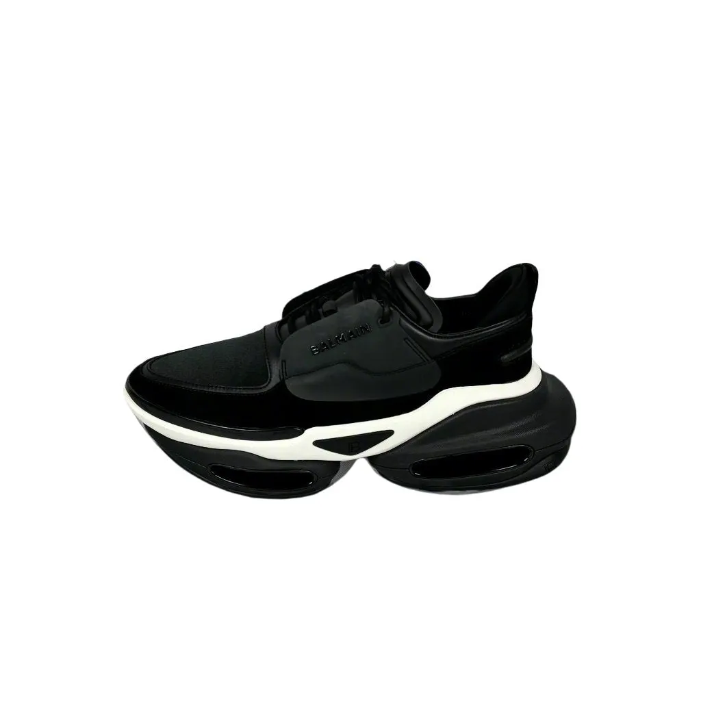 Balmain Mens Black Low Top Lace Leather Sneakers