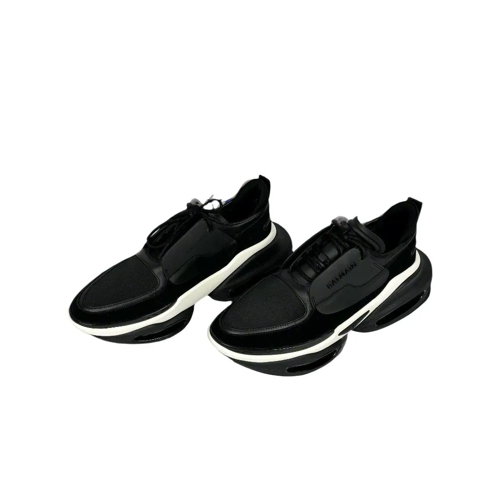 Balmain Mens Black Low Top Lace Leather Sneakers