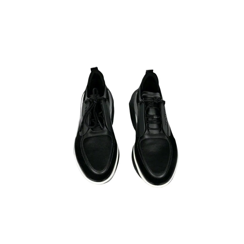 Balmain Mens Black Low Top Lace Leather Sneakers