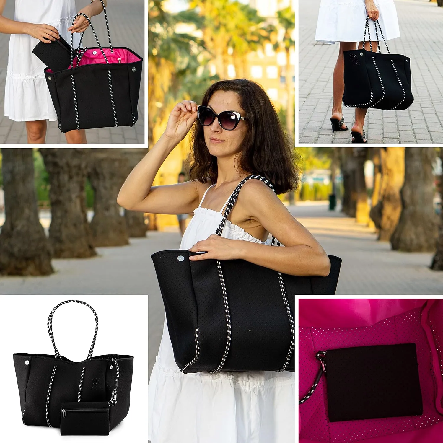 BANG&CARSEN Extra Large Beach Bag With Zipper - XXL Beach Tote Bag For Women With Many Pockets