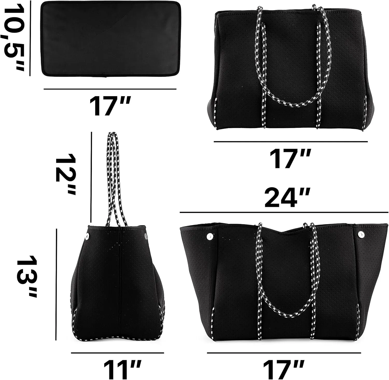 BANG&CARSEN Extra Large Beach Bag With Zipper - XXL Beach Tote Bag For Women With Many Pockets