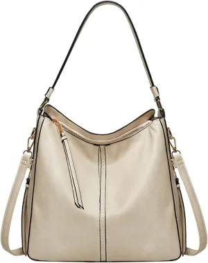 Beach Tote Bag 4 Packet Leather Solid Color Handbags Shoulder Bags Crossbody Hobo Bags Card Purse Work Travel Essential Y