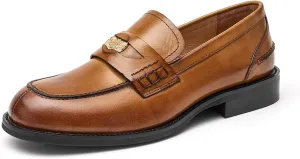 BEAU TODAY Flat Loafers for Women, Womens Leather Penny Loafers, Slip-on Flats for Women, Comfortable Dressy Business Casual Office Non-Slip Round Toe Loafers