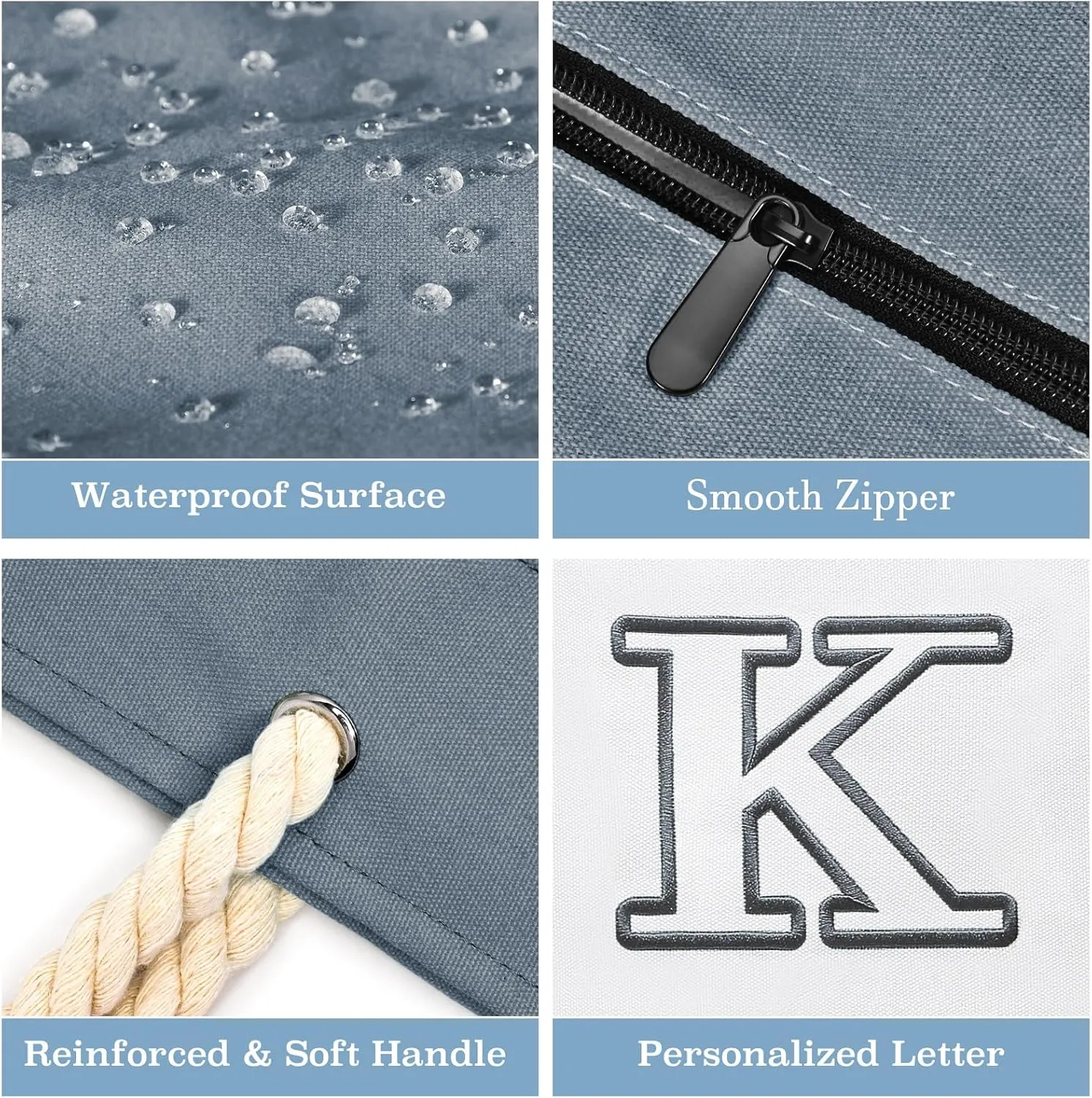 Becokan Initial Beach Bag Waterproof Canvas Beach Tote Bag Zipper Personalized Gifts for Women Her Birthday Travel Essentials