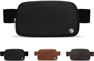 Belt Bag Leather Fanny Packs for Women and Men Fanny Pack Crossbody Bags for Women Fashion Waist Packs with Adjustable Strap(Black)