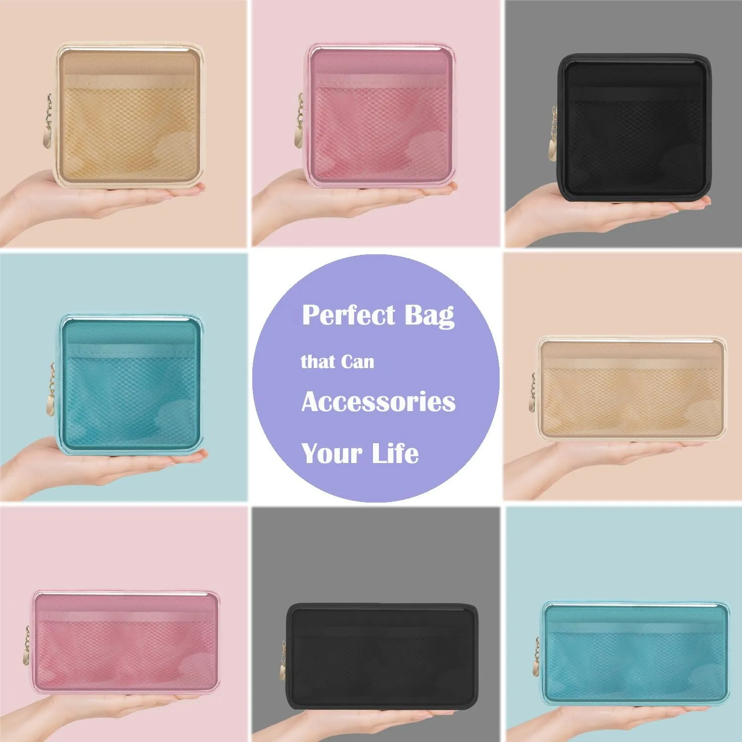 Birthday Gifts | Initial Clear Make Up Bag Travel Toiletry Bag Clear Makeup Bag Cosmetic Travel Beach Bag Car Organizer Essentials for Women Men | Gifts for Girlfriend Teacher | 3 Pcs Blue R