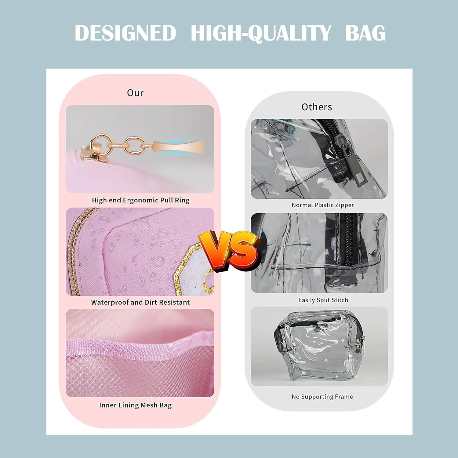 Birthday Gifts | Initial Clear Make Up Bag Travel Toiletry Bag Clear Makeup Bag Cosmetic Travel Beach Bag Car Organizer Essentials for Women Men | Gifts for Girlfriend Teacher | 3 Pcs Blue R