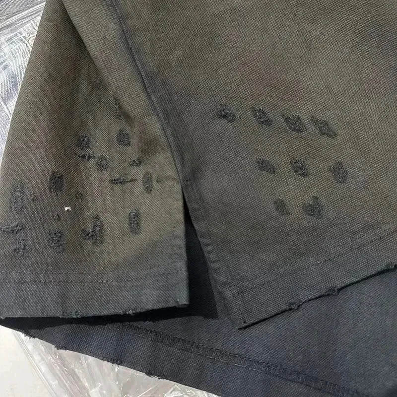 Black Washed Destroyed Dirty Polo Tee