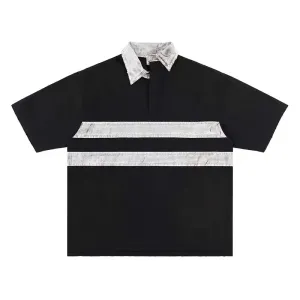 Black Washed Destroyed Dirty Polo Tee