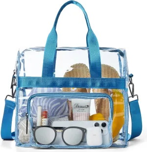 Bluome Clear Bag For Stadium Events 12612 Crossbody Beach Lunch Tote Transparent Bag Purse Stadium Approved For Women Men