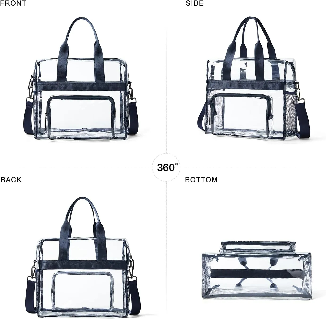 Bluome Clear Bag For Stadium Events 12612 Crossbody Beach Lunch Tote Transparent Bag Purse Stadium Approved For Women Men
