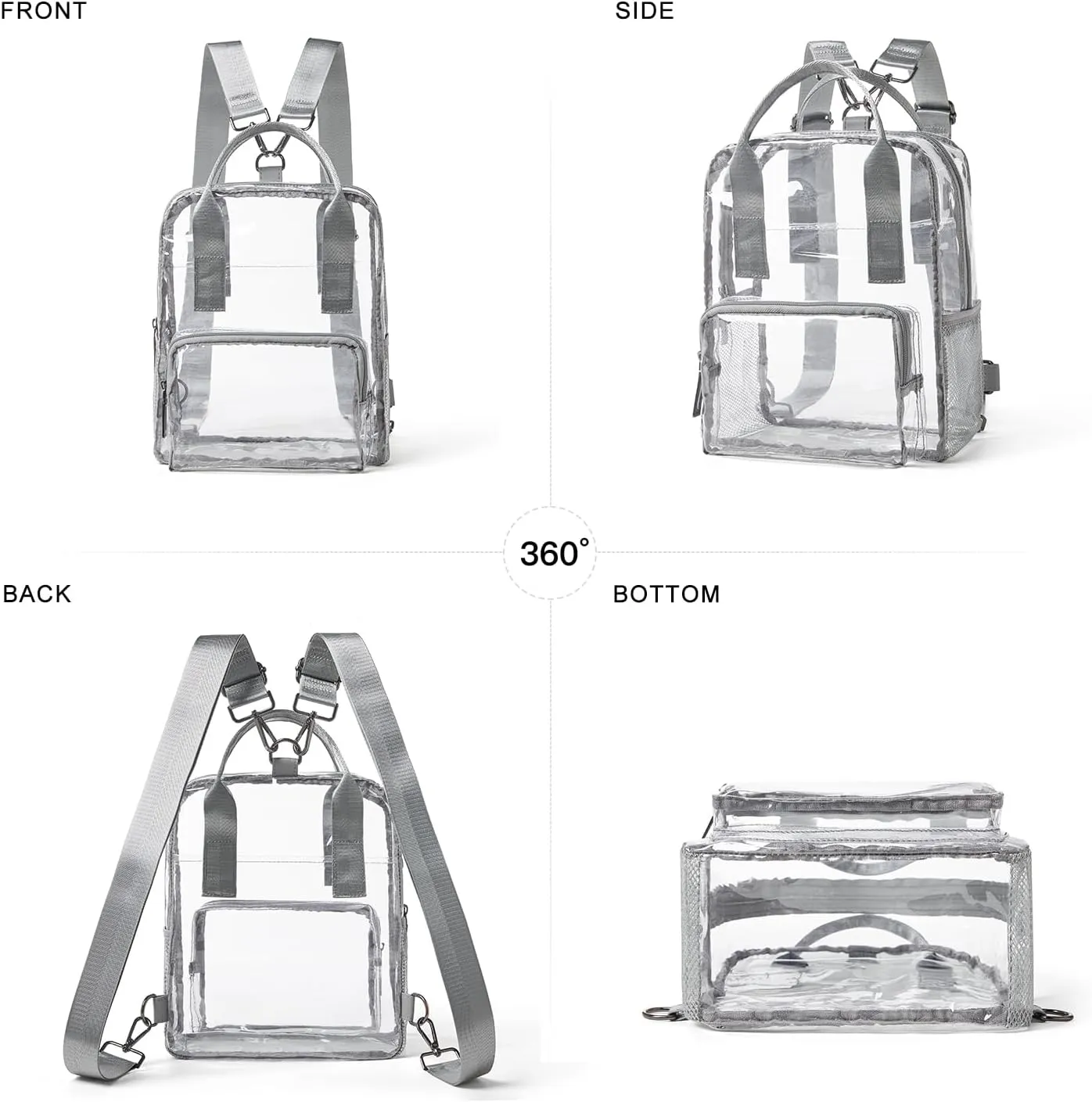 Bluome Clear Bag For Stadium Events 12612 Crossbody Beach Lunch Tote Transparent Bag Purse Stadium Approved For Women Men