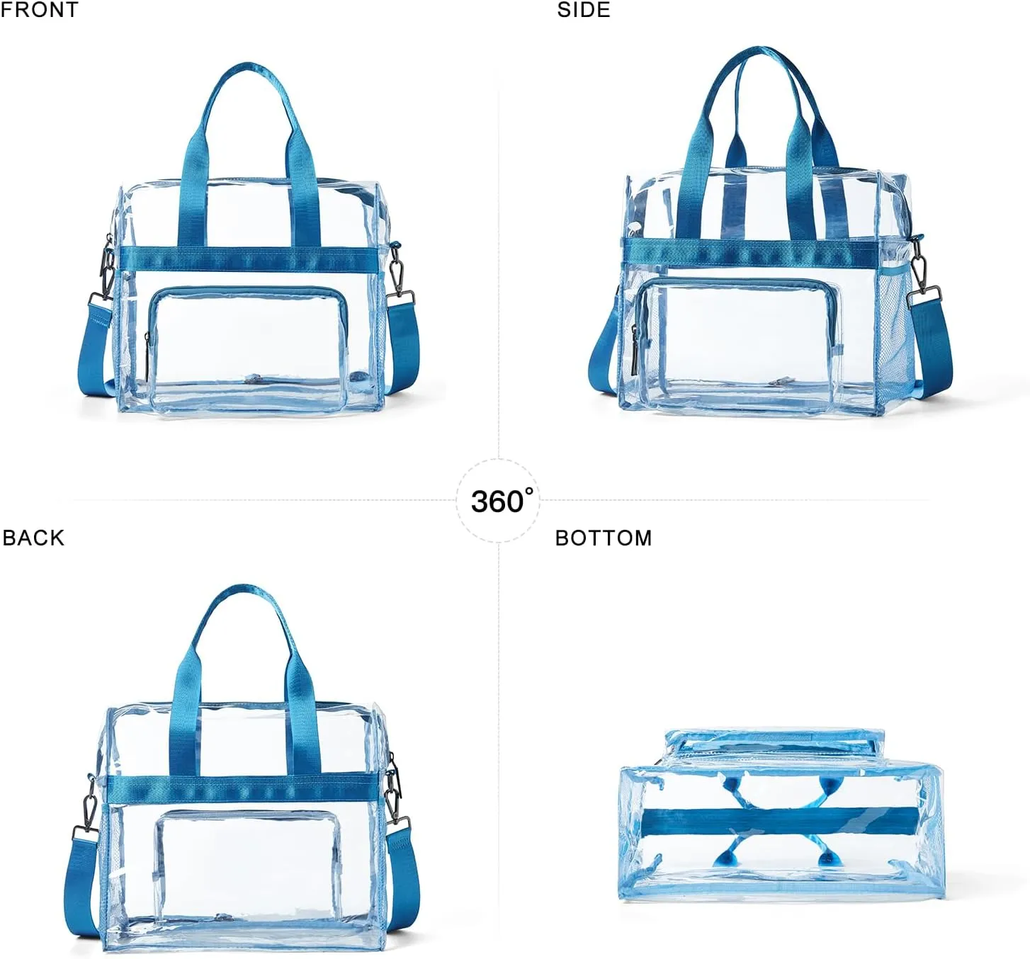 Bluome Clear Bag For Stadium Events 12612 Crossbody Beach Lunch Tote Transparent Bag Purse Stadium Approved For Women Men